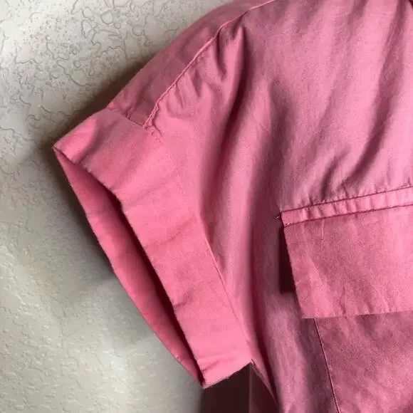 NavyBleu pink short sleeve button front shirt dress size Small - Picture 5 of 13